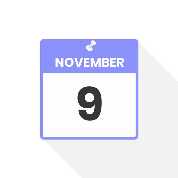 11月9日日历图标 月份日历图标矢量插图 — 图库矢量图片