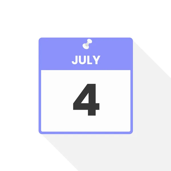 7月4日カレンダーアイコン 月のカレンダーのアイコンのベクトルイラスト — ストックベクタ