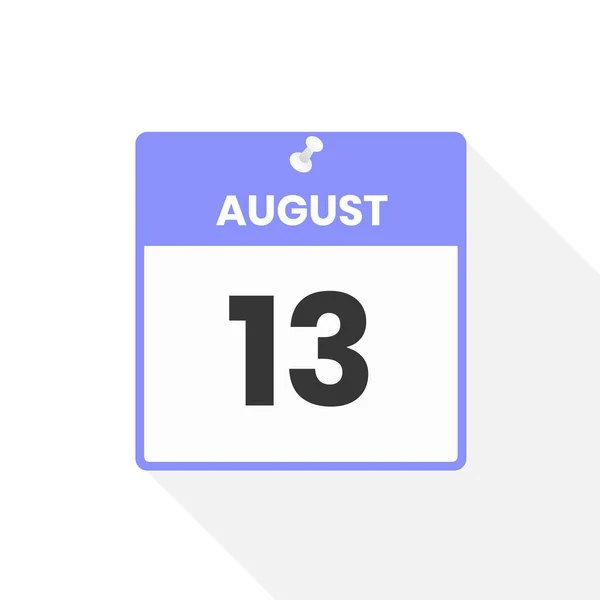 8月13日カレンダーアイコン 月のカレンダーのアイコンのベクトルイラスト — ストックベクタ