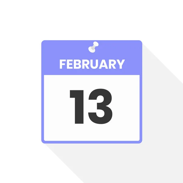 2月13日日历图标 月份日历图标矢量插图 — 图库矢量图片