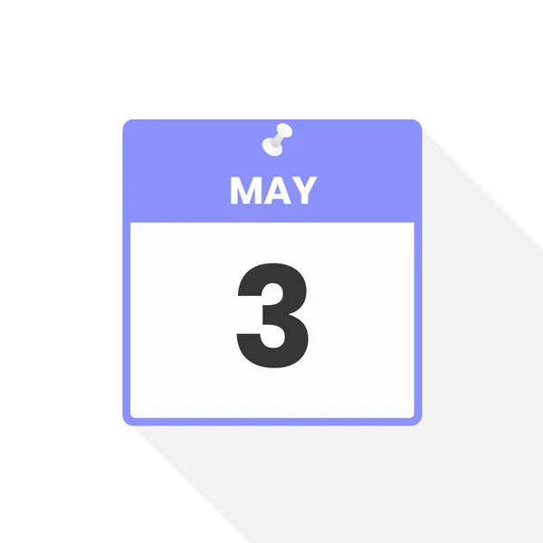 5月3日カレンダーアイコン 月のカレンダーのアイコンのベクトルイラスト — ストックベクタ