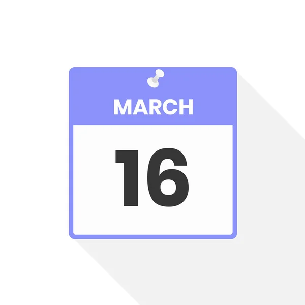 3月16日カレンダーアイコン 月のカレンダーのアイコンのベクトルイラスト — ストックベクタ