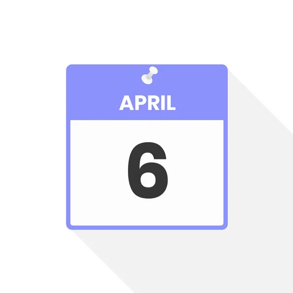 4月6日カレンダーアイコン 月のカレンダーのアイコンのベクトルイラスト — ストックベクタ