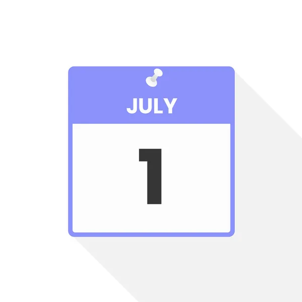 Lipca Ikona Kalendarza Data Ilustracja Wektora Kalendarza Miesięcznego — Wektor stockowy