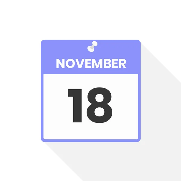 11月18日カレンダーアイコン 月のカレンダーのアイコンのベクトルイラスト — ストックベクタ