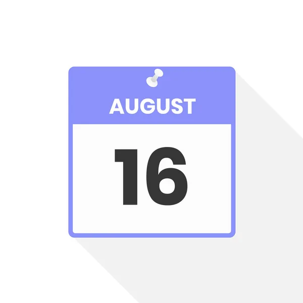 8月16日日历图标 月份日历图标矢量插图 — 图库矢量图片