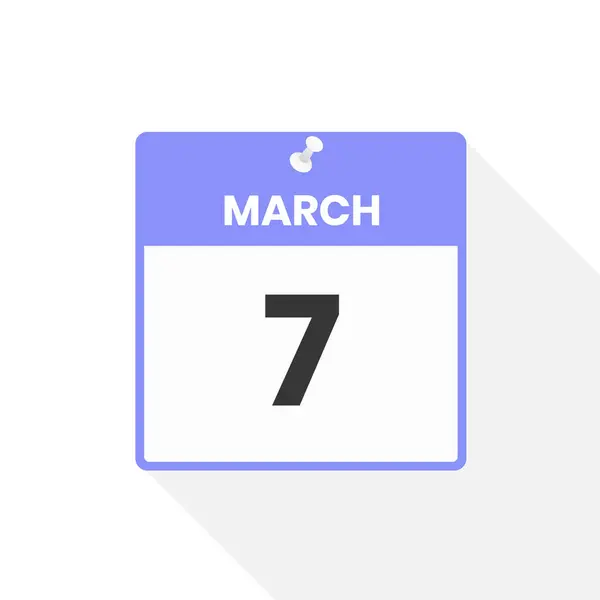 3月7日カレンダーアイコン 月のカレンダーのアイコンのベクトルイラスト — ストックベクタ