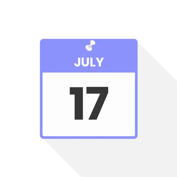 7月17日カレンダーアイコン 月のカレンダーのアイコンのベクトルイラスト — ストックベクタ