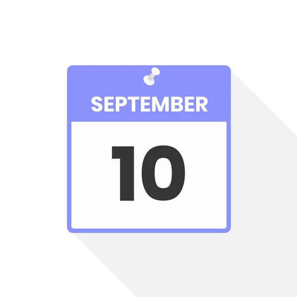 9月10日カレンダーアイコン 月のカレンダーのアイコンのベクトルイラスト — ストックベクタ