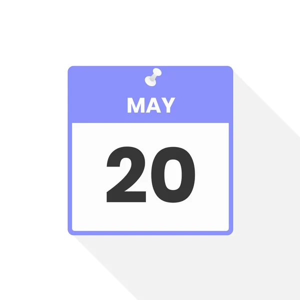 5月20日カレンダーアイコン 月のカレンダーのアイコンのベクトルイラスト — ストックベクタ
