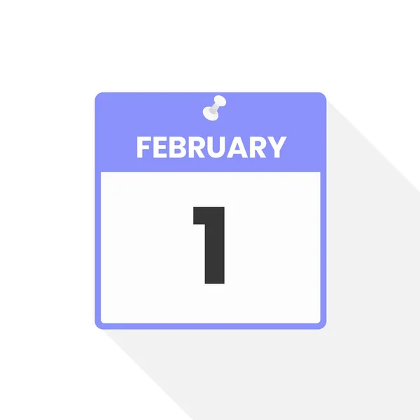 2月1日日历图标 月份日历图标矢量插图 — 图库矢量图片