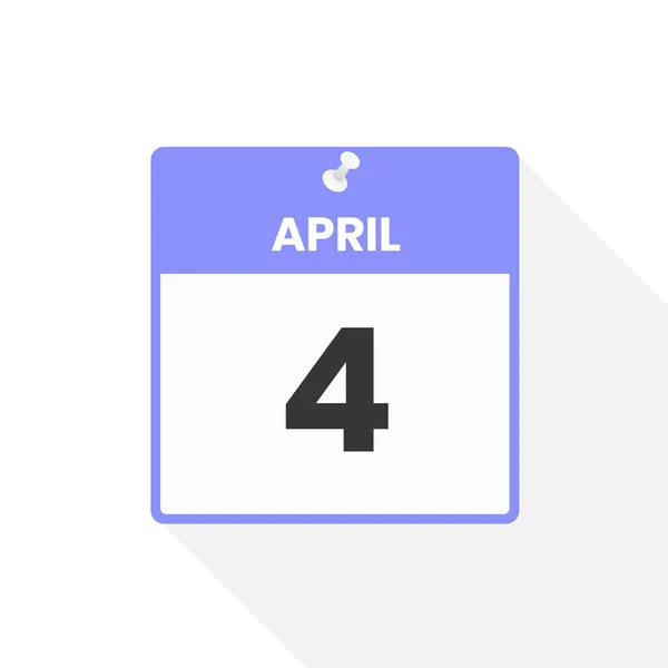 4月4日日历图标 月份日历图标矢量插图 — 图库矢量图片
