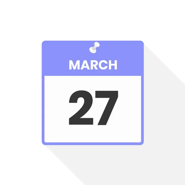 3月27日日历图标 月份日历图标矢量插图 — 图库矢量图片