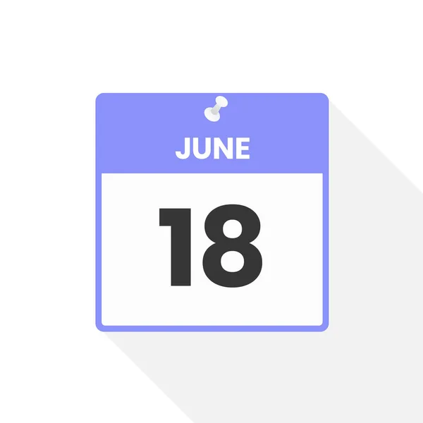 6月18日日历图标 月份日历图标矢量插图 — 图库矢量图片