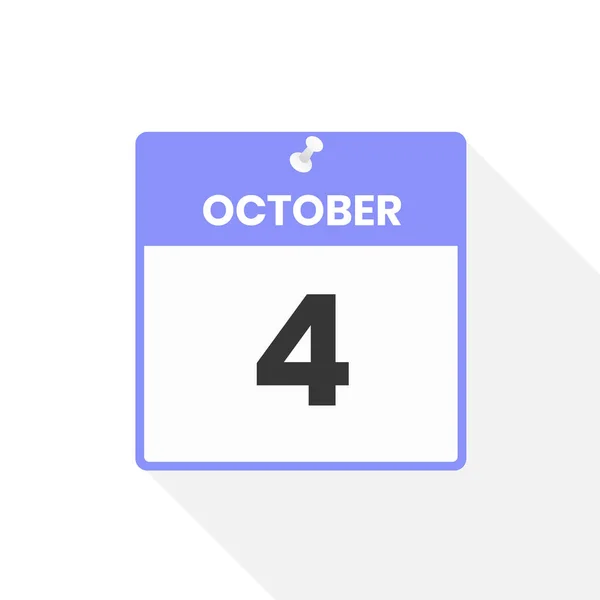 10月4日日历图标 月份日历图标矢量插图 — 图库矢量图片