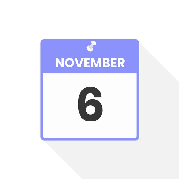 11月6日日历图标 月份日历图标矢量插图 — 图库矢量图片