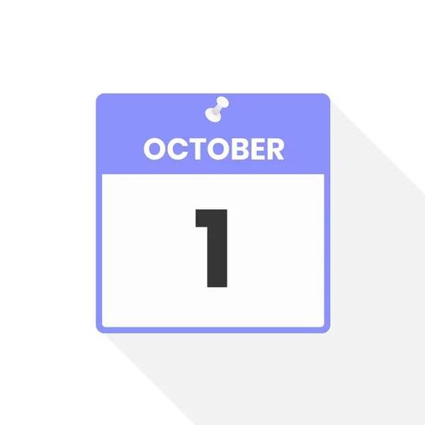 10月1日日历图标 月份日历图标矢量插图 — 图库矢量图片