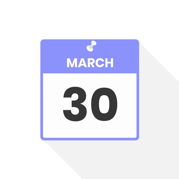 3月30日カレンダーアイコン 月のカレンダーのアイコンのベクトルイラスト — ストックベクタ