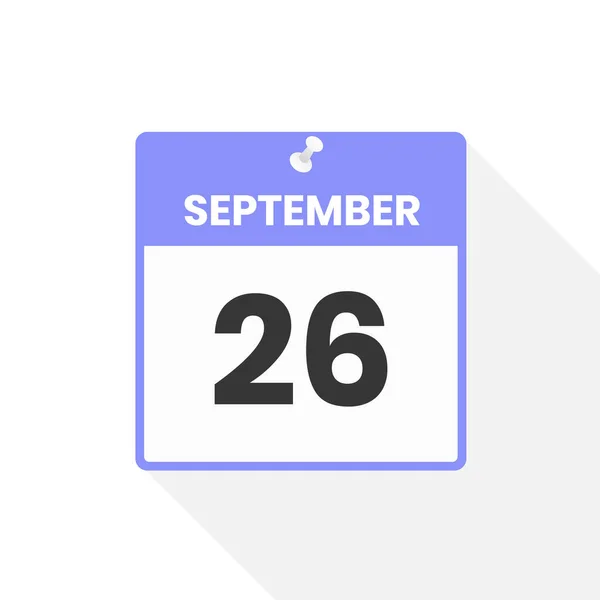 9月26日日历图标 月份日历图标矢量插图 — 图库矢量图片