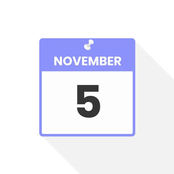 11月5日カレンダーアイコン 月のカレンダーのアイコンのベクトルイラスト — ストックベクタ