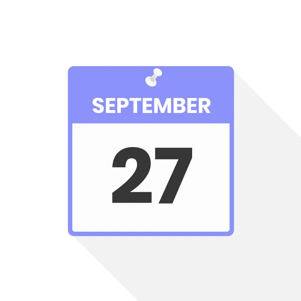 Ikona Kalendáře Září Datum Ilustrace Vektoru Měsíčního Kalendáře — Stockový vektor