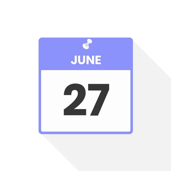 6月27日カレンダーアイコン 月のカレンダーのアイコンのベクトルイラスト — ストックベクタ