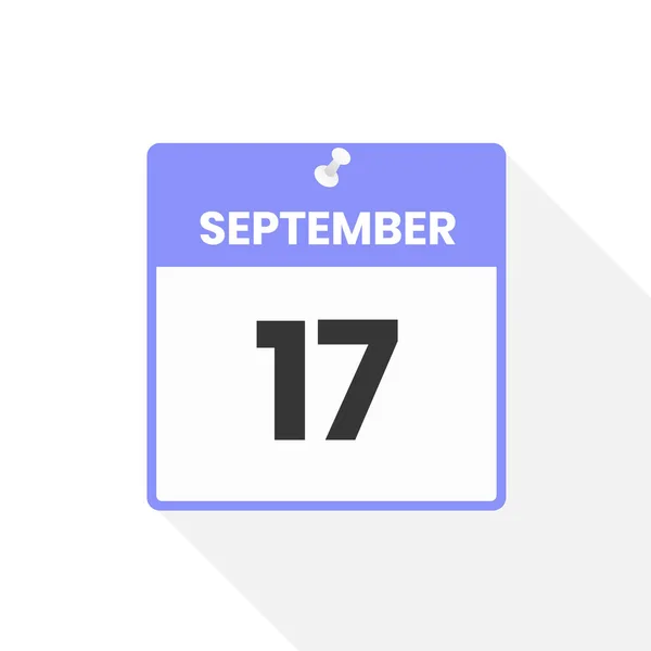 9月17日日历图标 月份日历图标矢量插图 — 图库矢量图片