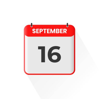 16 Eylül takvim simgesi. 16 Eylül takvimi Tarih Ay ikonu vektör illüstratörü