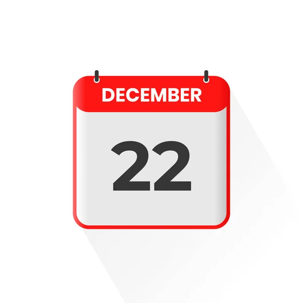 12月22日カレンダーアイコン 12月22日カレンダー日付アイコンベクトルイラストレーター — ストックベクタ