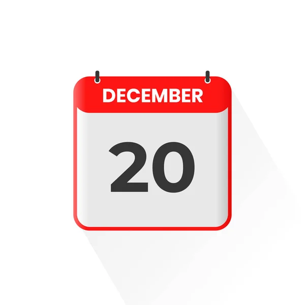 20Th December Calendar Icon December Calendar Date Month Icon Vector — Stock Vector