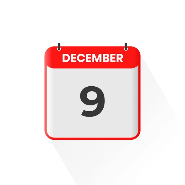 9Th December Calendar Icon December Calendar Date Month Icon Vector — Stock Vector