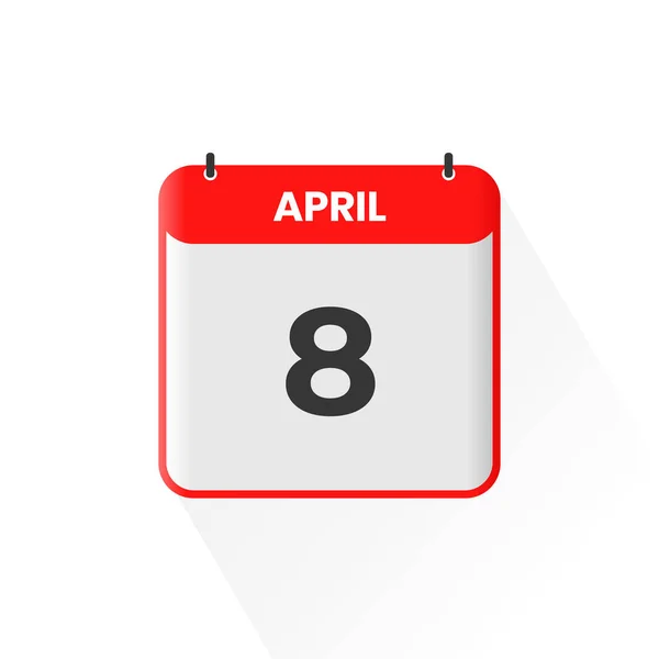 8Th April Calendar Icon April Calendar Date Month Icon Vector — Stock Vector