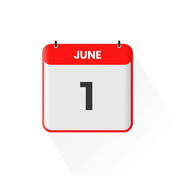 6月1日カレンダーアイコン 6月1日カレンダー日付アイコンベクトルイラストレーター — ストックベクタ