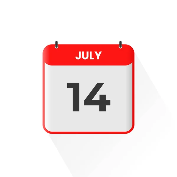7月14日日历图标 7月14日日历日期月图标向量说明符 — 图库矢量图片