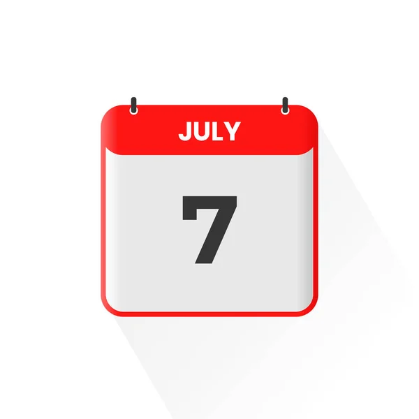 7Th July Calendar Icon July Calendar Date Month Icon Vector — Stock Vector