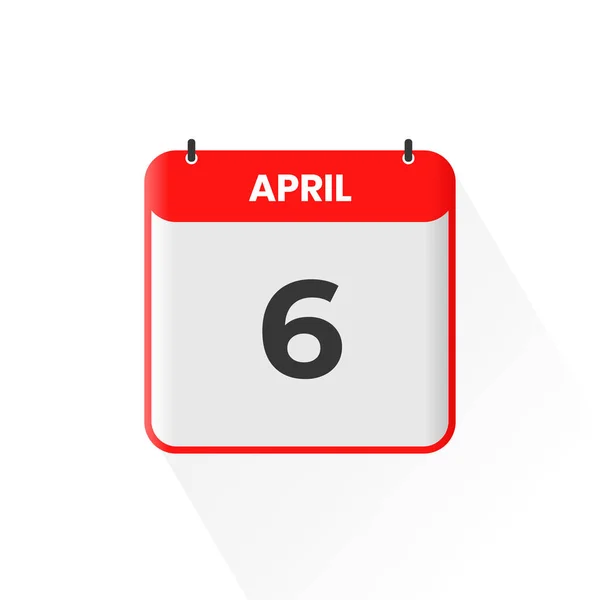 6Th April Calendar Icon April Calendar Date Month Icon Vector — Stock Vector