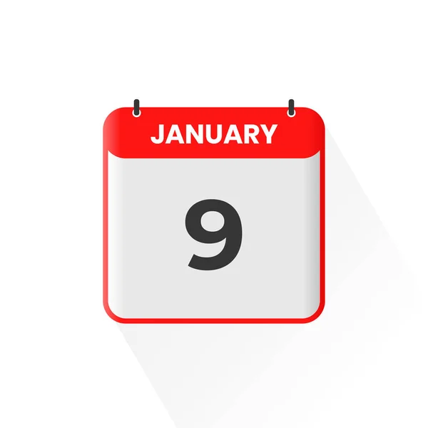 1月9日カレンダーアイコン 1月9日カレンダー日付アイコンベクトルイラストレーター — ストックベクタ