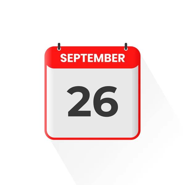 9月26日カレンダーアイコン 9月26日カレンダー日付アイコンベクトルイラストレーター — ストックベクタ