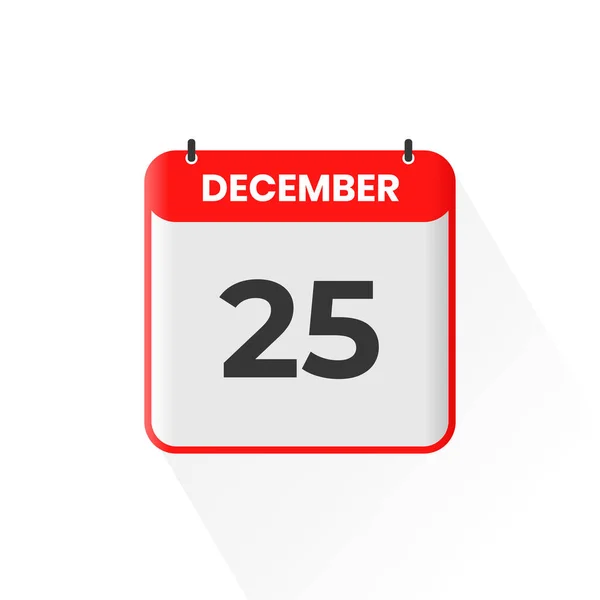 12月25日カレンダーアイコン 12月25日カレンダー日付アイコンベクトルイラストレーター — ストックベクタ