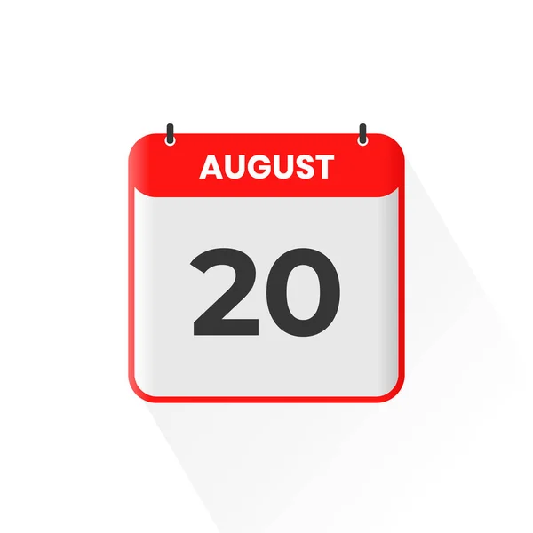 8月20日カレンダーアイコン 8月20日カレンダー日付アイコンベクトルイラストレーター — ストックベクタ