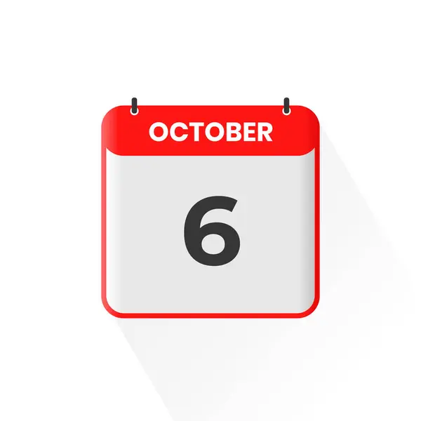 10月6日カレンダーアイコン 10月6日カレンダー日付アイコンベクトルイラストレーター — ストックベクタ