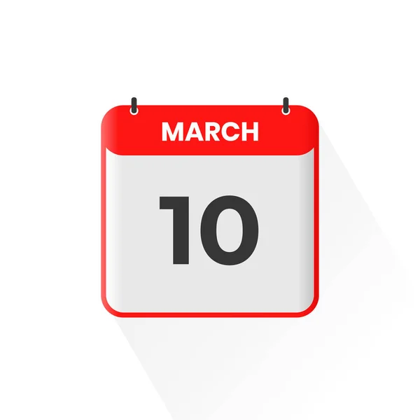 stock vector 10th March calendar icon. March 10 calendar Date Month icon vector illustrator