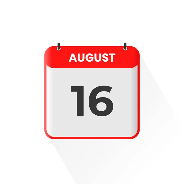 8月16日カレンダーアイコン 8月16日カレンダー日付アイコンベクトルイラストレーター — ストックベクタ