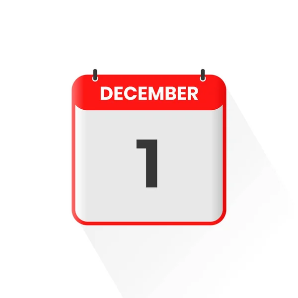 1Er Décembre Icône Calendrier Décembre Calendrier Date Mois Icône Vecteur — Image vectorielle