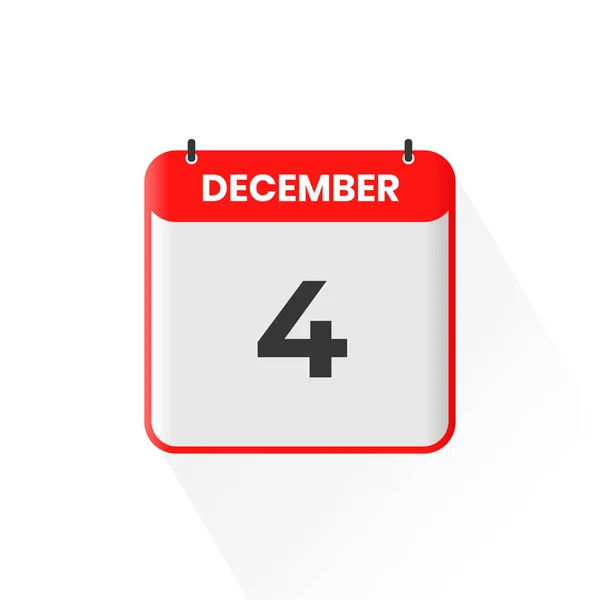12月4日カレンダーアイコン 12月4日カレンダー日付アイコンベクトルイラストレーター — ストックベクタ