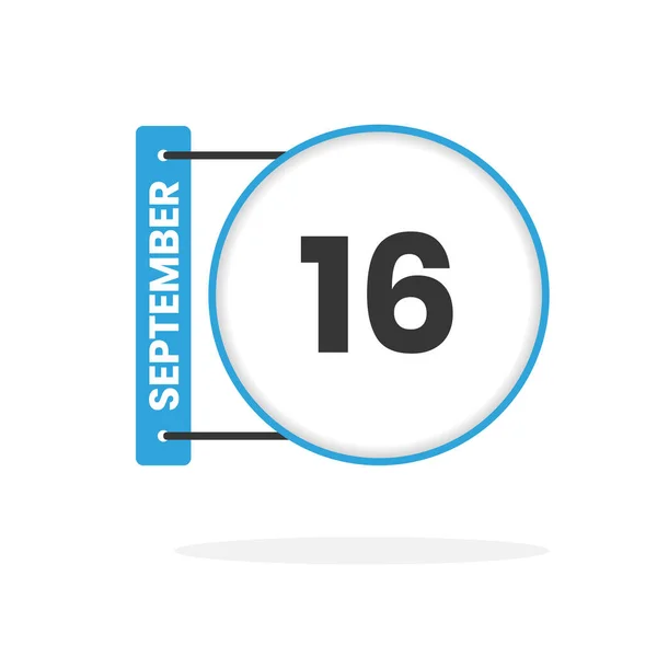 9月16日カレンダーアイコン 月のカレンダーのアイコンのベクトルイラスト — ストックベクタ