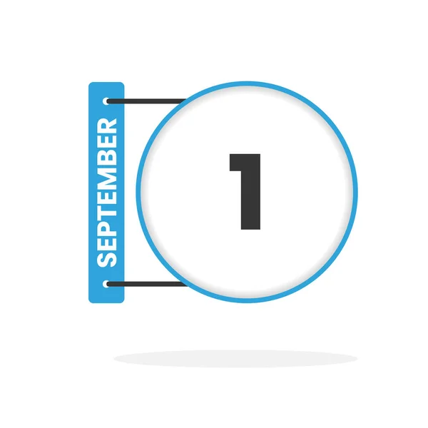 9月1日カレンダーアイコン 月のカレンダーのアイコンのベクトルイラスト — ストックベクタ