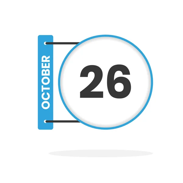 10月26日カレンダーアイコン 月のカレンダーのアイコンのベクトルイラスト — ストックベクタ