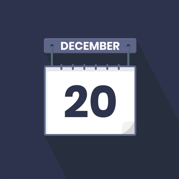 12月20日カレンダーアイコン 12月20日カレンダー日付アイコンベクトルイラストレーター — ストックベクタ