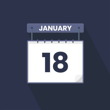 18 Ocak takvim simgesi. 18 Ocak takvimi Tarih Ay ikon vektör çizeriName